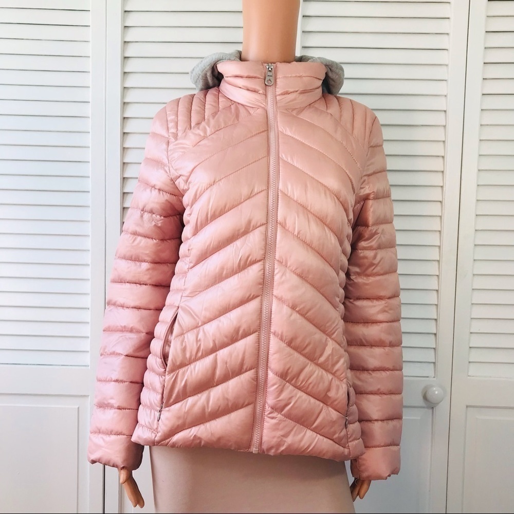 GUESS Pink Lightweight Hooded Puffer Jacket Size Small
